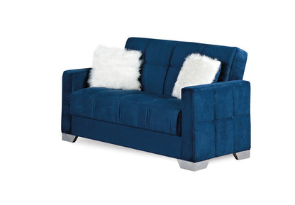 Montreal 3 Seater Sofa Bed Blue Fabric