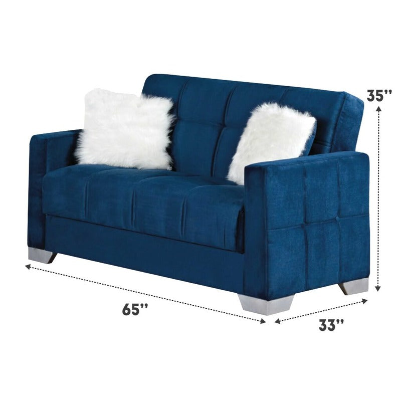 Montreal 3 Seater Sofa Bed Blue Fabric