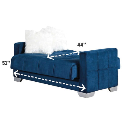 Montreal 3 Seater Sofa Bed Blue Fabric