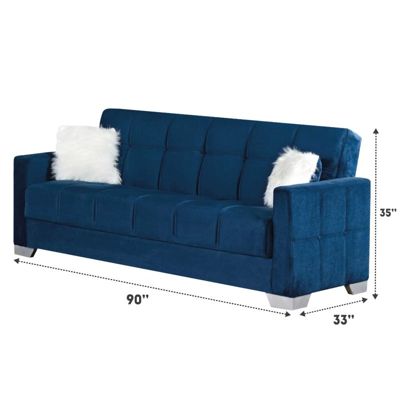 Montreal 2 Seater Sofa Bed Blue Fabric