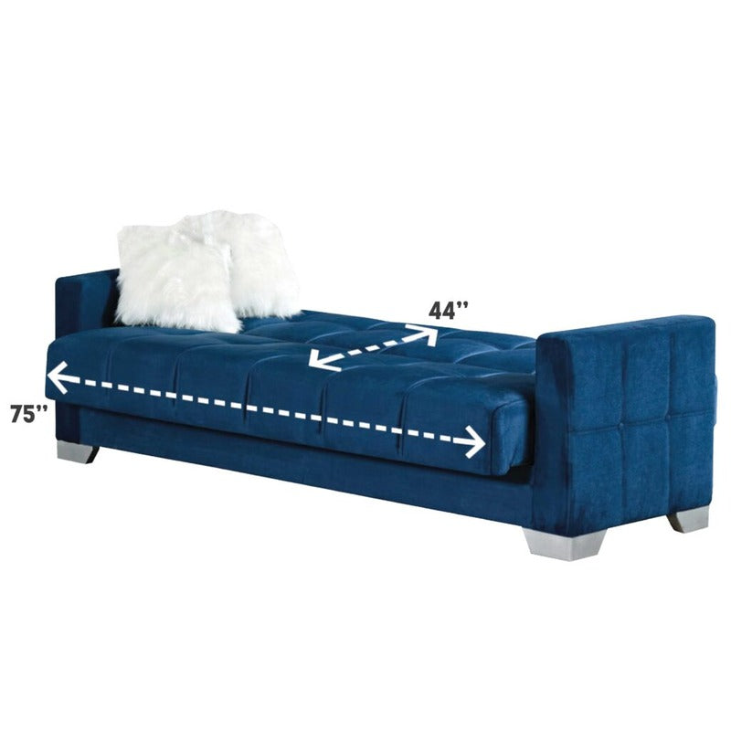 Montreal 2 Seater Sofa Bed Blue Fabric