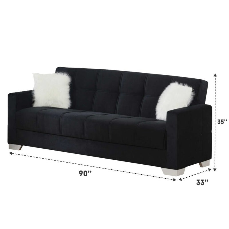 Ontario 3 Seater Sofa Bed Velvet Fabric