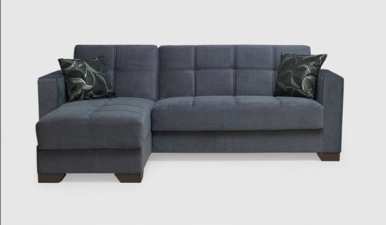 Grey Fabric Corner Sofa Bed - Sofa & Living