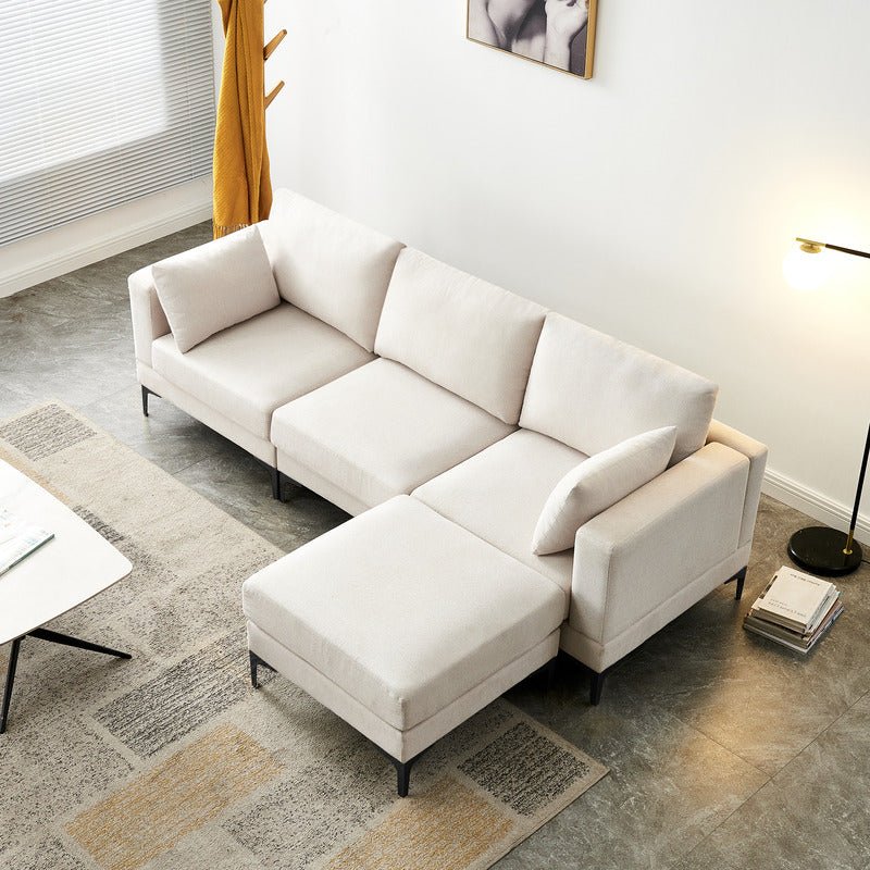 ANEK 3 Seater Fabric Sofa with Ottoman - Sofa & Living