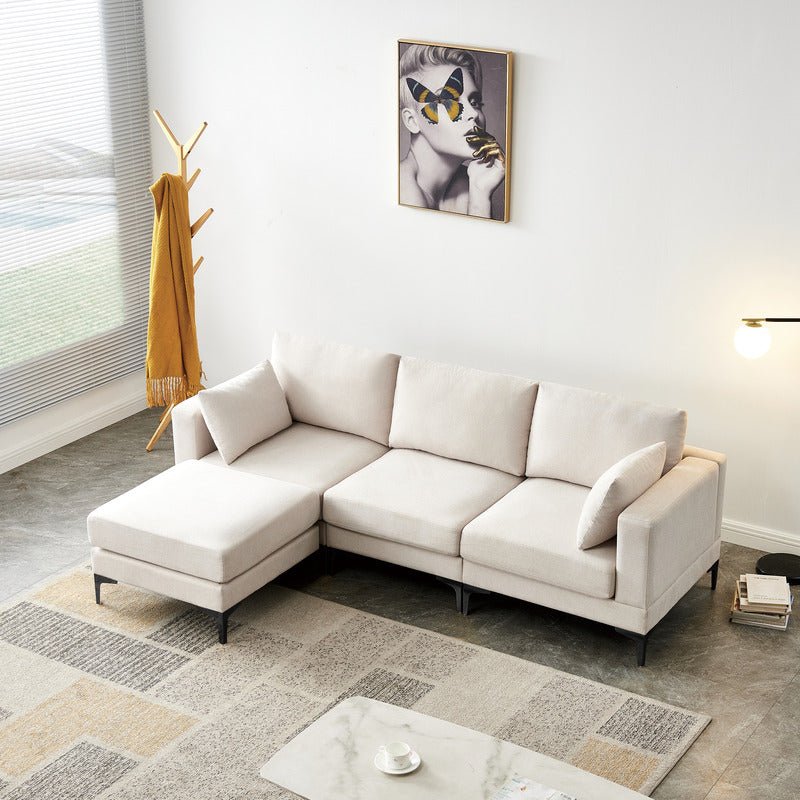 ANEK 3 Seater Fabric Sofa with Ottoman - Sofa & Living