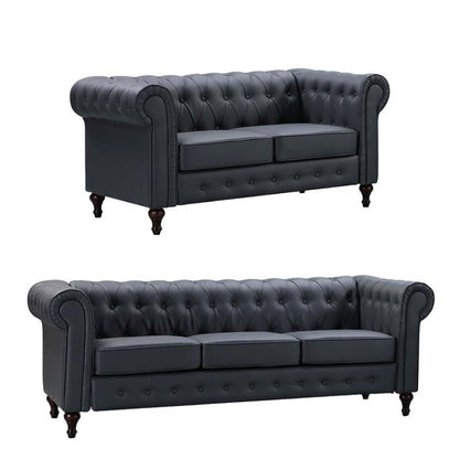 Berkeley Chesterfield 2 Seater Bonded Leather Sofa - Sofa & Living