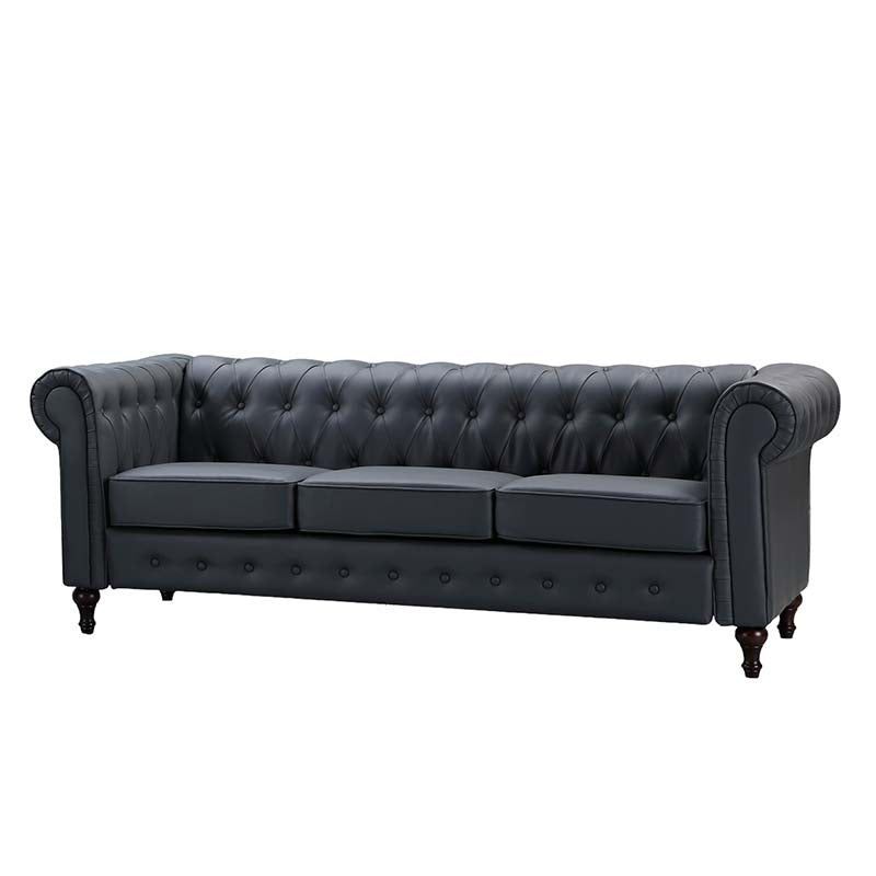 Berkeley Chesterfield 3 Seater Bonded Leather Sofa - Sofa & Living