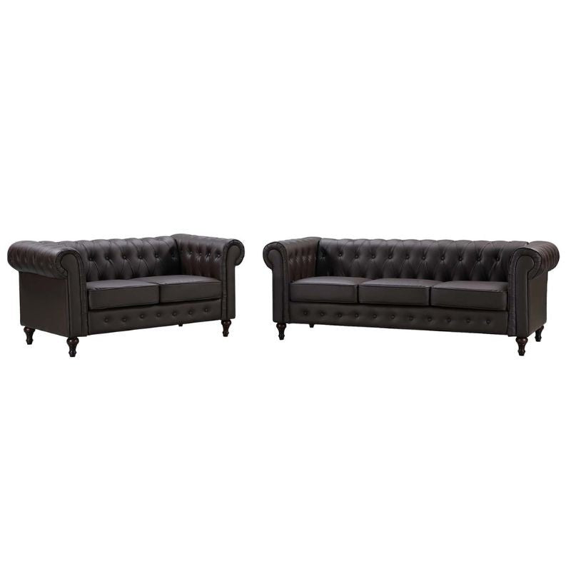 Berkeley Chesterfield 3 Seater Bonded Leather Sofa - Sofa & Living