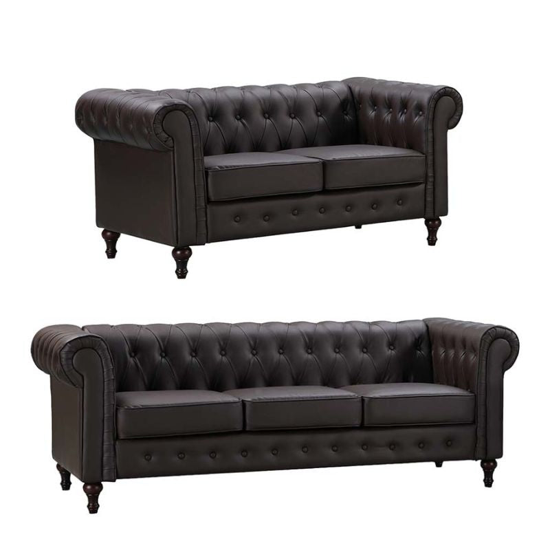 Berkeley Chesterfield 3 Seater Bonded Leather Sofa - Sofa & Living