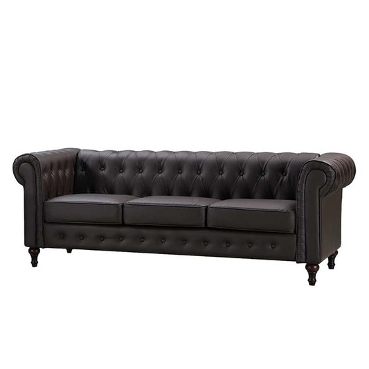 Berkeley Chesterfield 3 Seater Bonded Leather Sofa - Sofa & Living