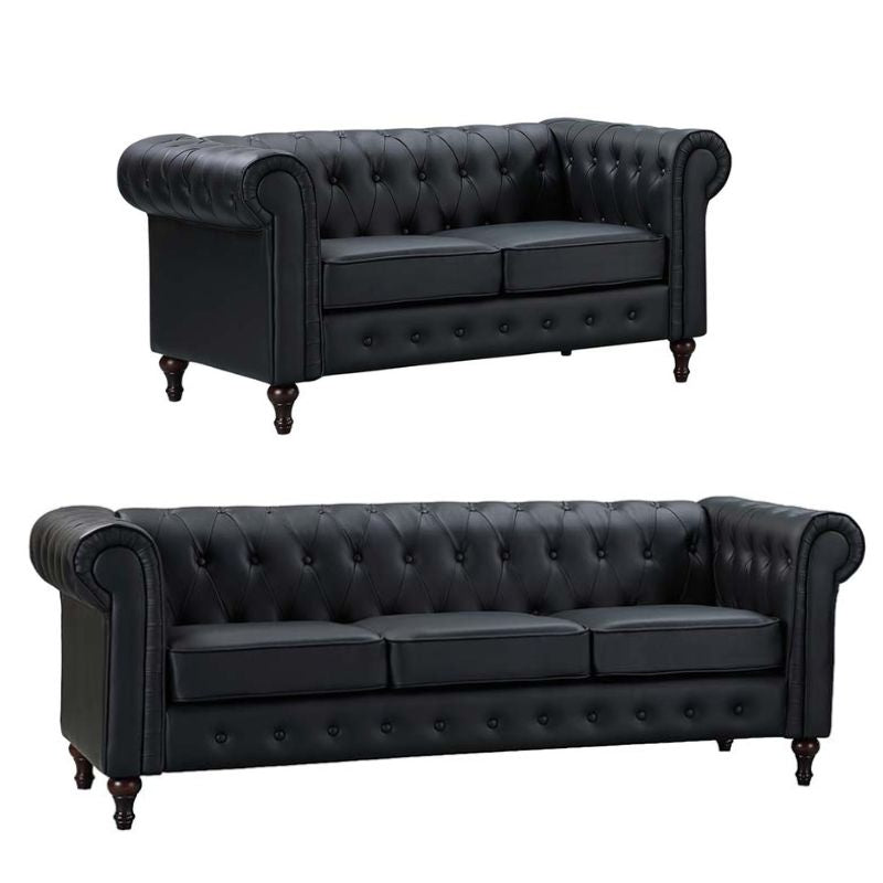 Berkeley Chesterfield 3+2 Seater Leather Sofa Set Suite - Sofa & Living