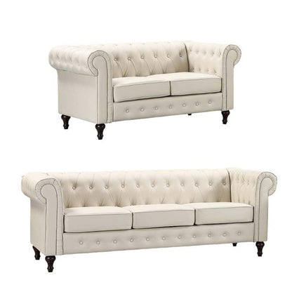 Berkeley Chesterfield 3+2 Seater Leather Sofa Set Suite - Sofa & Living