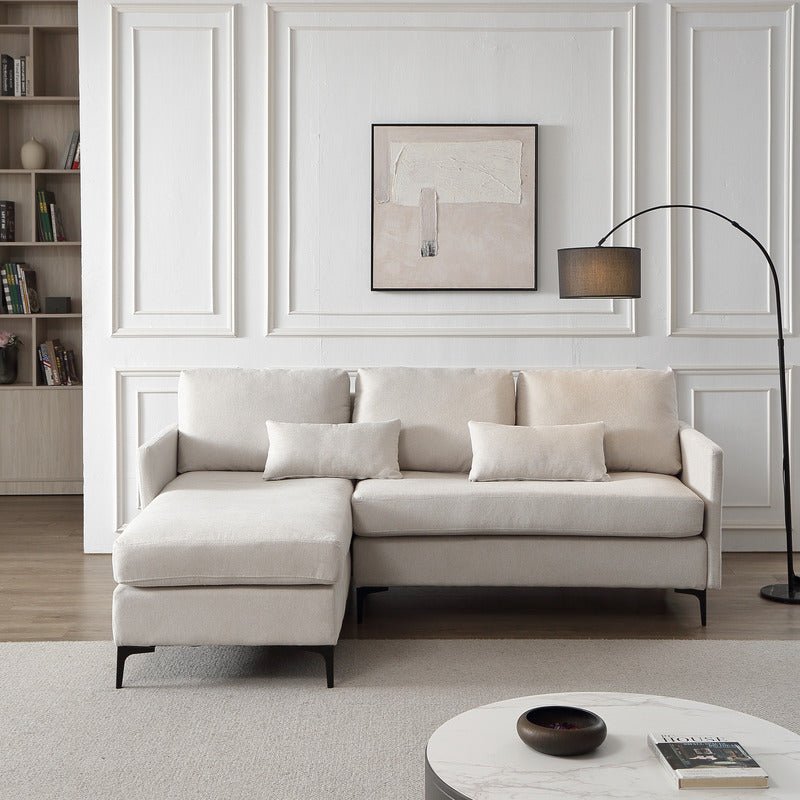 Boissiere Modular Beige 2 Seat Sofa with 1 Ottoman - Sofa & Living