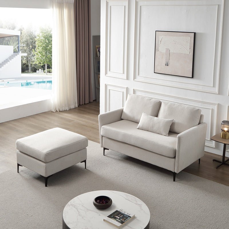 Boissiere Modular Beige 2 Seat Sofa with 1 Ottoman - Sofa & Living