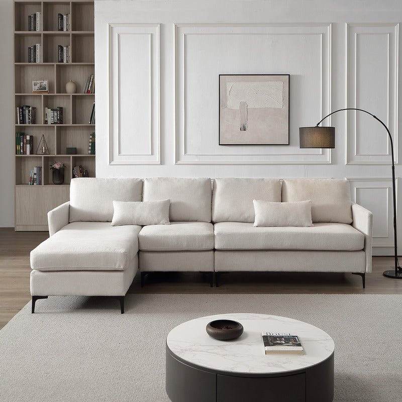 Boissiere Modular Beige 2 Seat Sofa with 1 Ottoman - Sofa & Living