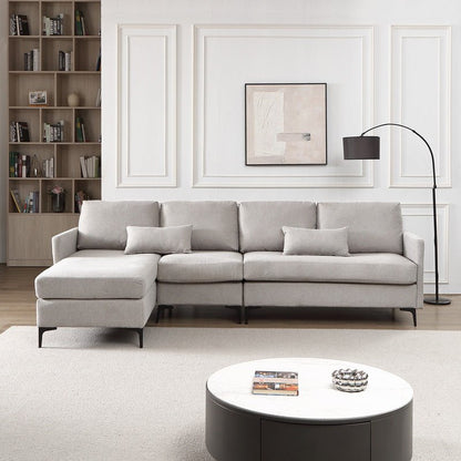 Boissiere Modular Grey 3 Seater Sofa with 1 Ottoman - Sofa & Living