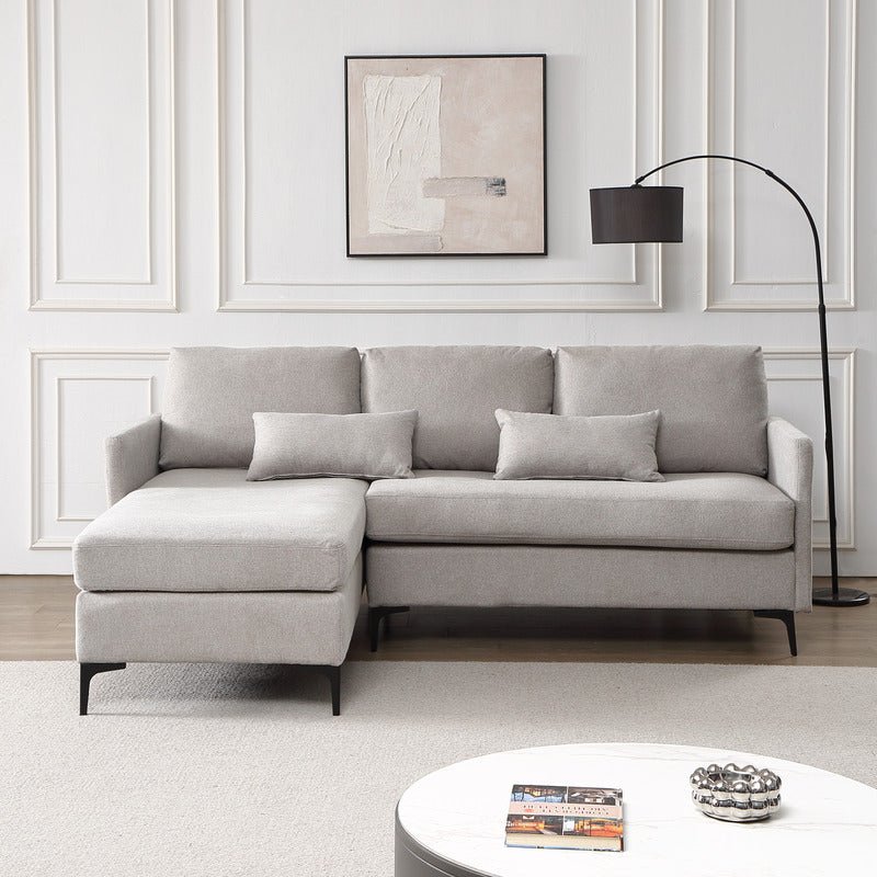 Boissiere Modular Grey 3 Seater Sofa with 1 Ottoman - Sofa & Living