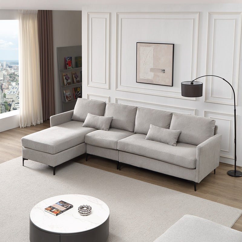 Boissiere Modular Grey 3 Seater Sofa with 1 Ottoman - Sofa & Living