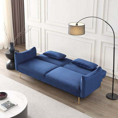 Decolux 2 Seater Blue Velvet Sofa Bed - Sofa & Living