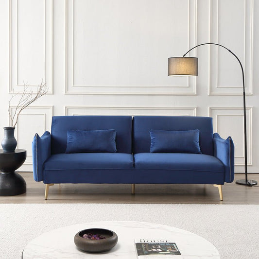 Decolux 2 Seater Blue Velvet Sofa Bed - Sofa & Living