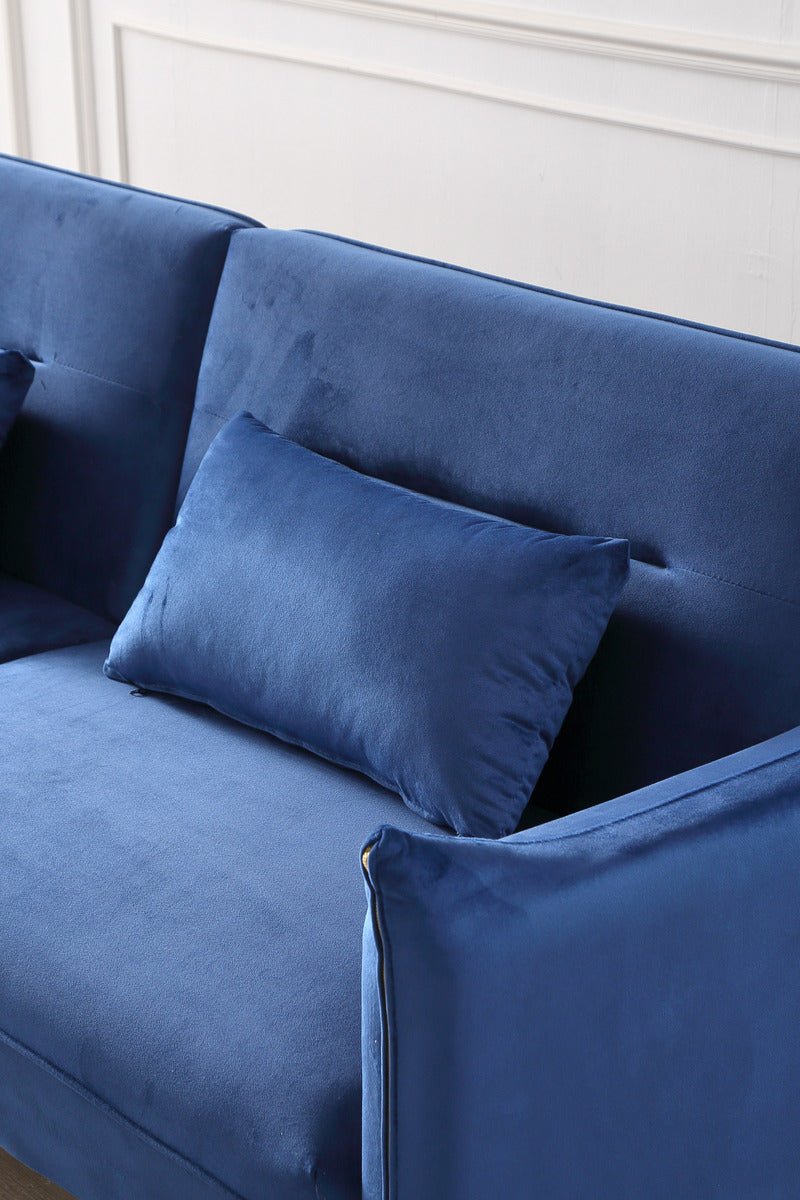 Decolux 2 Seater Blue Velvet Sofa Bed - Sofa & Living