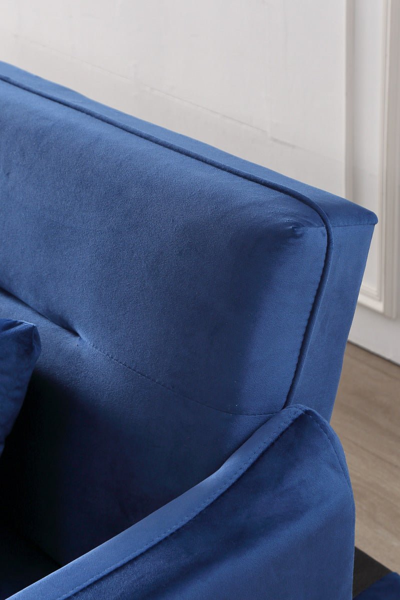 Decolux 2 Seater Blue Velvet Sofa Bed - Sofa & Living