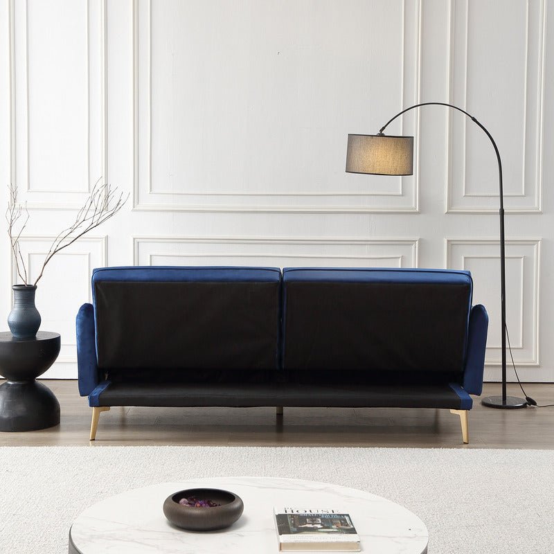 Decolux 2 Seater Blue Velvet Sofa Bed - Sofa & Living