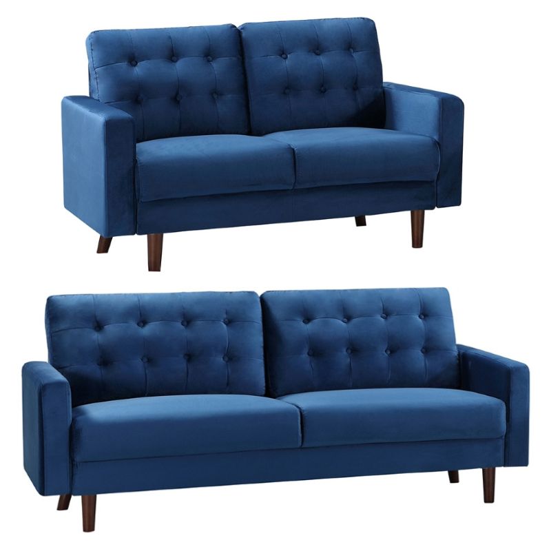 Emerson Velvet Fabric 2 Seater Sofa - Sofa & Living