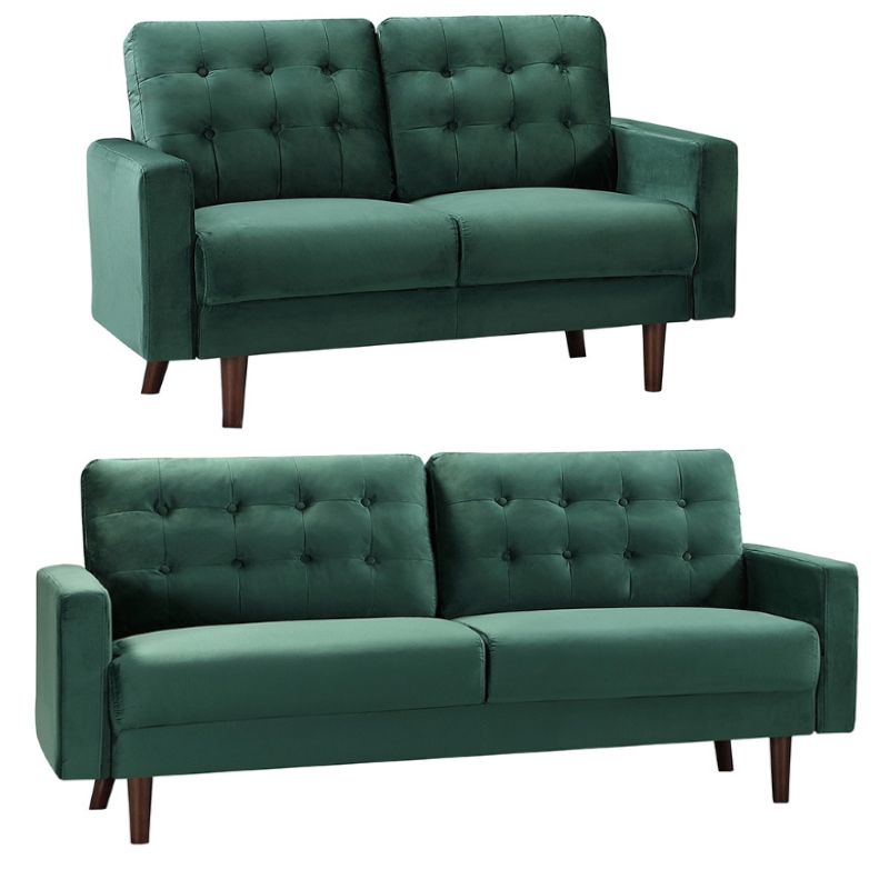 Emerson Velvet Fabric 2 Seater Sofa - Sofa & Living