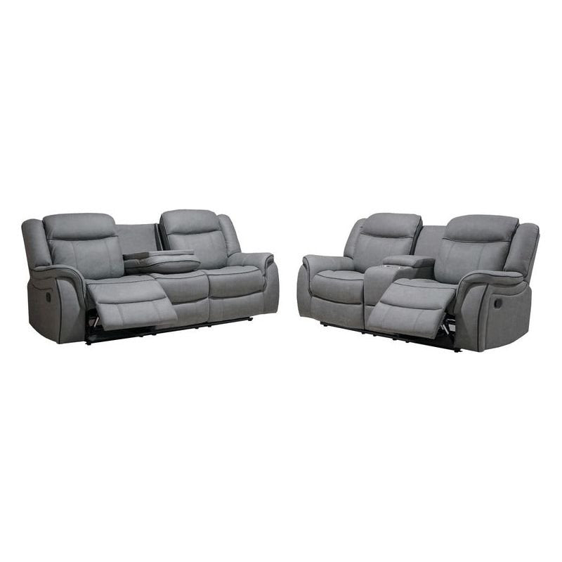 Favlon 3+2 Grey Suede Recliner Sofa Set - Sofa & Living