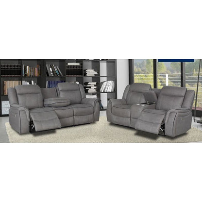 Favlon 3+2 Grey Suede Recliner Sofa Set - Sofa & Living