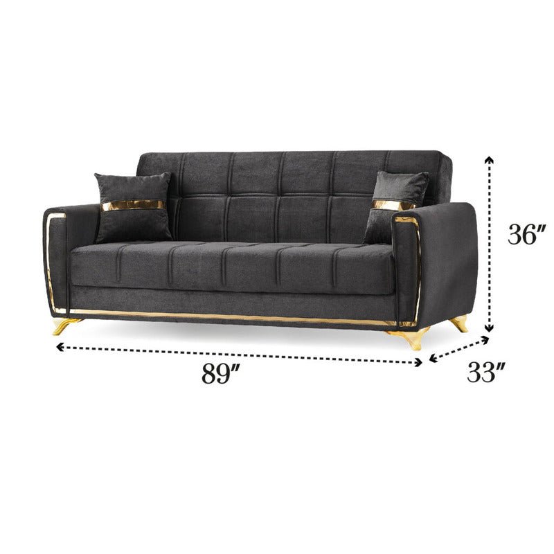 Kayseri 3 Seater Sofa Bed Velvet Fabric - Sofa & Living