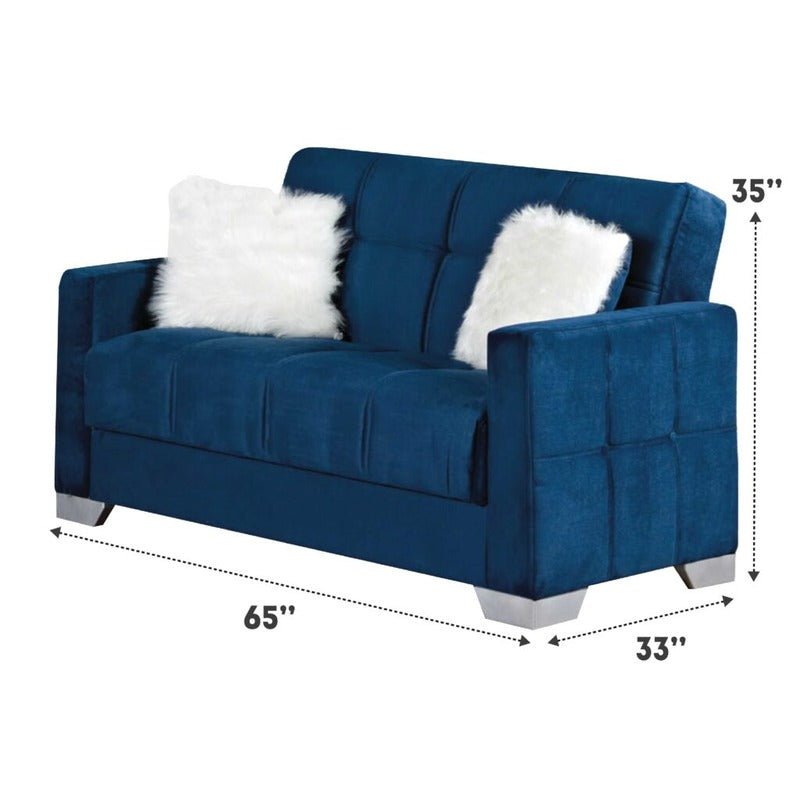 Montreal 2 Seater Sofa Bed Blue Fabric - Sofa & Living