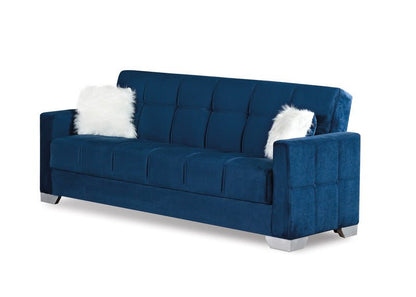 Montreal 2 Seater Sofa Bed Blue Fabric - Sofa & Living