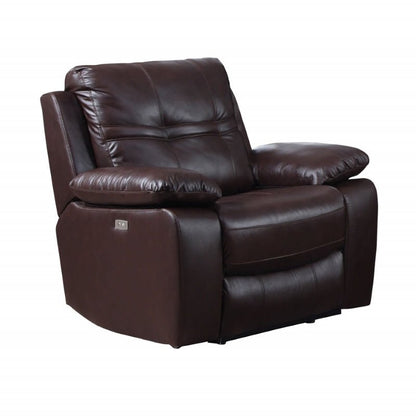 Rockport Power Recliner Leather 1 Seater Chocolate Colour - Sofa & Living