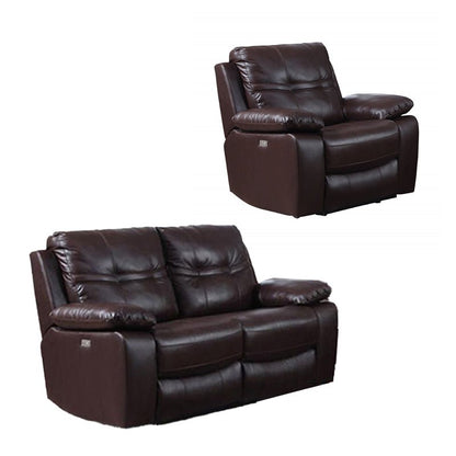 Rockport Power Recliner Leather 2 Seater Chocolate Colour - Sofa & Living