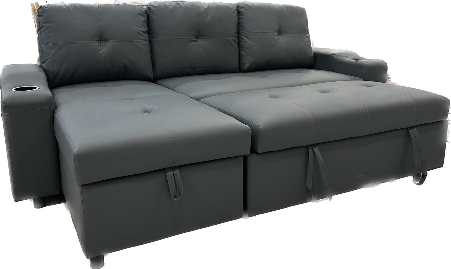 Windsor Grey Fabric Sofa Bed L Shape - Sofa & Living